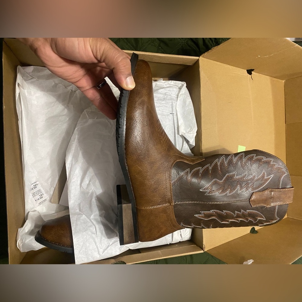 IUV Cowboy Boots For Men Western Boot Durable Classic Embroidered Square Toe